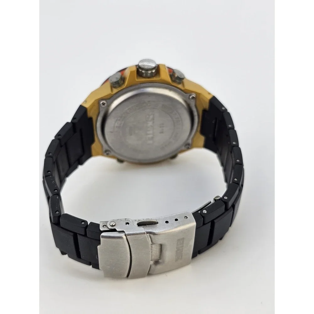 Men's Analog Digital Watch 45MM Day/Date Black Gray Bracelet Band 7